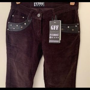 NWT SZ 26 GFF Ferre Jeans Brown  Fine Corduroy